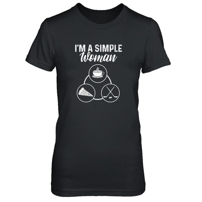 I'm A Simple Woman Coffee Pizza Hockey-T-Shirt & Tank Top-Women's T-Shirt-Black