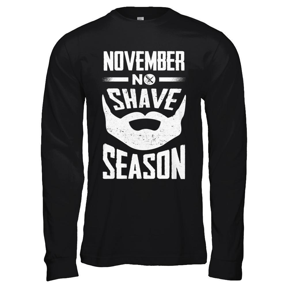 November No Shave Season Vintage Beard-T-Shirt & Hoodie-Long Sleeve T-Shirt-Black