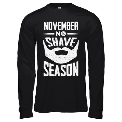 November No Shave Season Vintage Beard-T-Shirt & Hoodie-Long Sleeve T-Shirt-Black