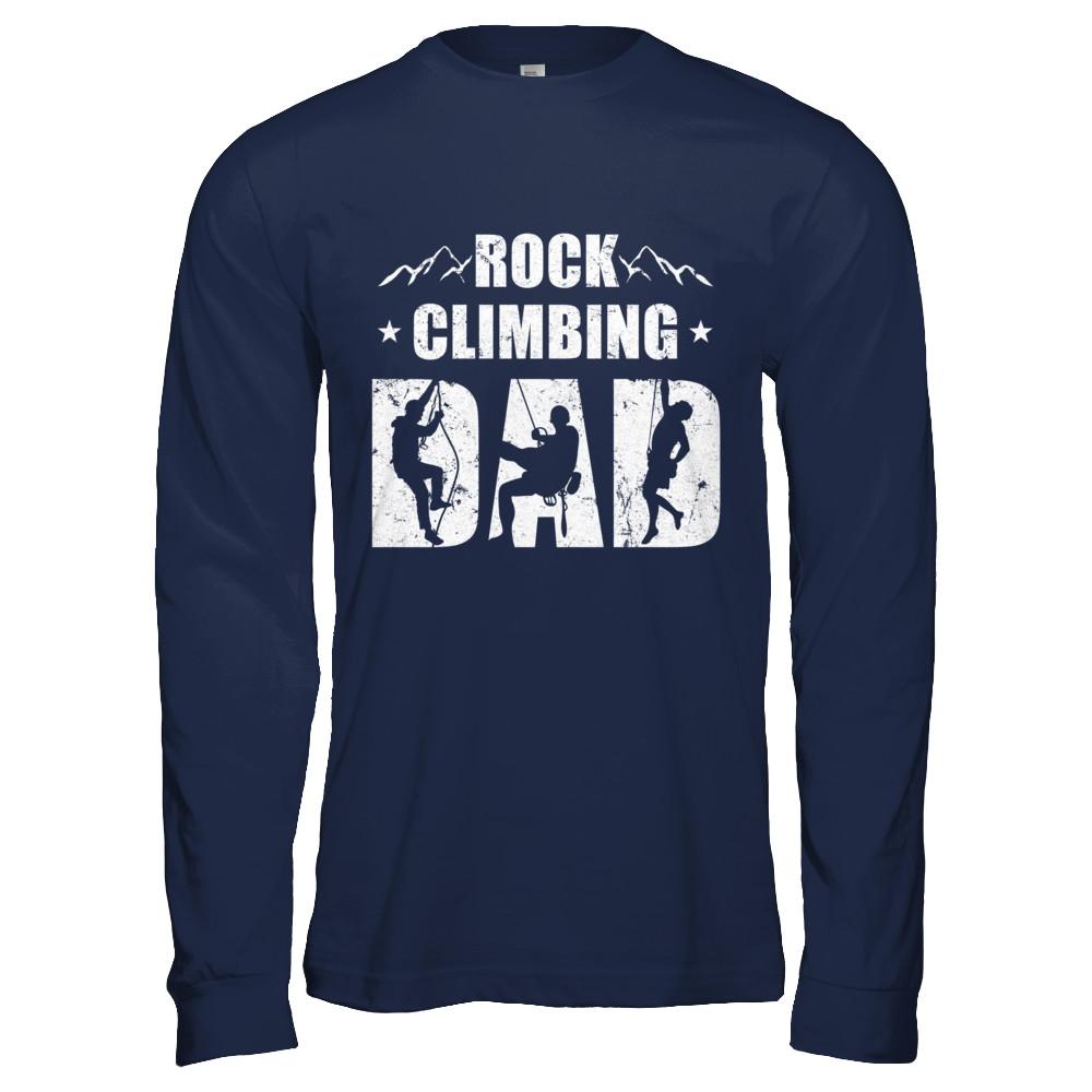 Rock Climbing Dad Distressed Mountain Climber Fathers Day-T-Shirt & Hoodie-Long Sleeve T-Shirt-Navy