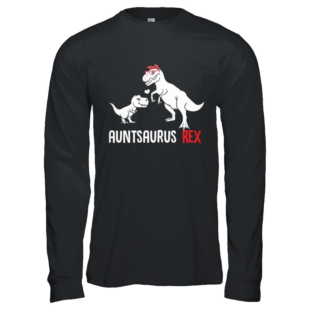 Aunt Saurus Auntsaurus T-Rex Dinosaur Gift For Aunt-T-Shirt & Hoodie-Long Sleeve T-Shirt-Black