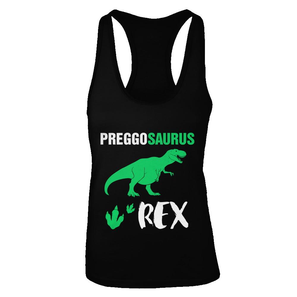 Preggosaurus Rex Pregnancy Mom Dinosaur Gift-T-Shirt & Tank Top-Women's Ideal Racerback Tank-Black