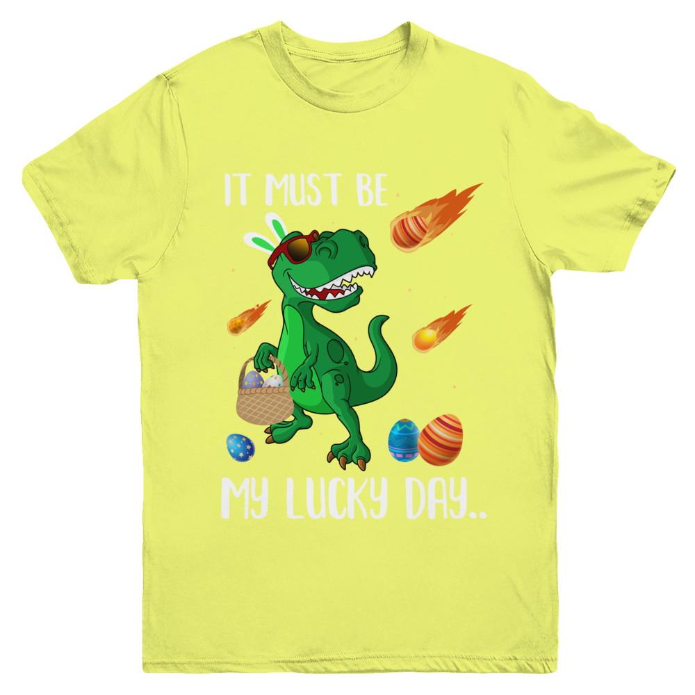 Funny Easter Bunny Dinosaur It Must Be My Lucky Day Youth-Youth Shirt-Youth T-Shirt-Daisy