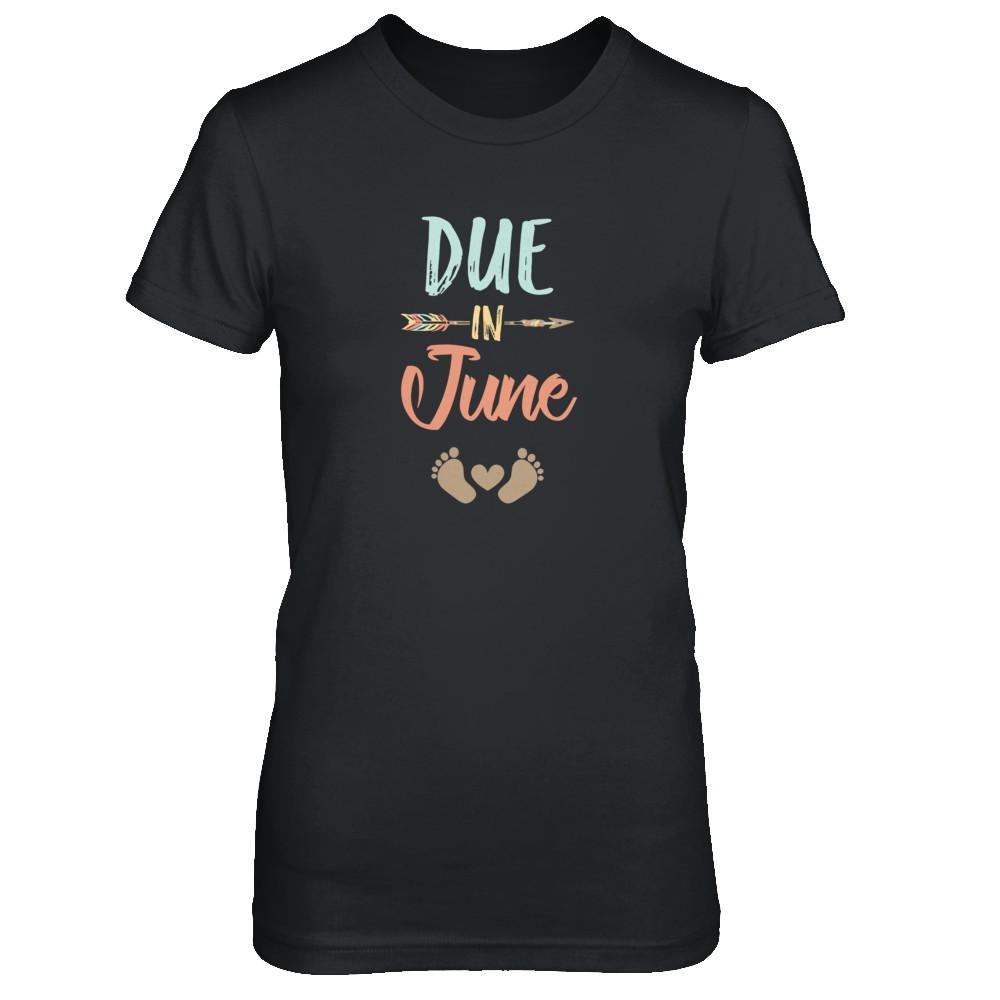 Due Date June 2021 Announcement Mommy Bump Pregnancy-T-Shirt & Tank Top-Women's T-Shirt-Black