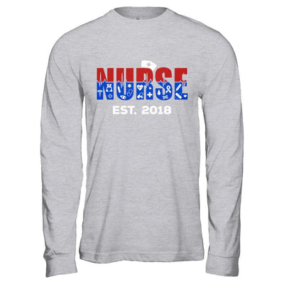 Nurses Est 2018 Graduation-T-Shirt & Hoodie-Long Sleeve T-Shirt-Sport Grey