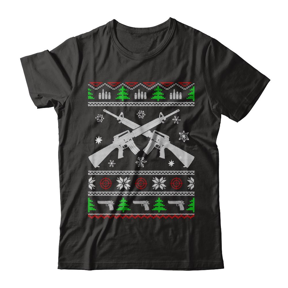 I Want Rifle Guns For Christmas Ugly Christmas Sweater-T-Shirt & Sweatshirt-Classic T-Shirt-Black