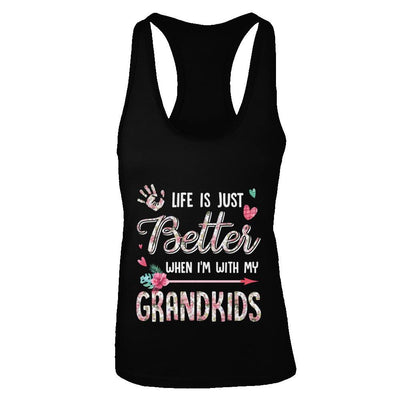 Life Is Just Better When Im With My Grandkids Grandma Gift-T-Shirt & Tank Top-Women's Ideal Racerback Tank-Black