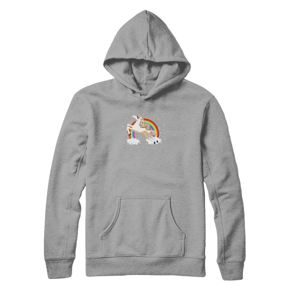 Funny Sloth Riding Unicorn Lover-T-Shirt & Tank Top-Pullover Hoodie-Light Steel