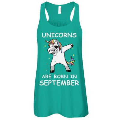 Unicorns Are Born In September Cute Dabbing-T-Shirt & Tank Top-Women's Flowy Racerback Tank-Kelly