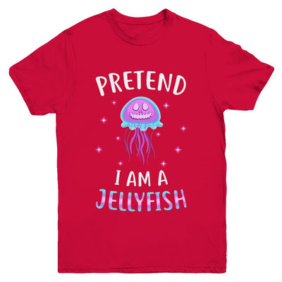 Pretend I'm A Jellyfish Costume Happy Halloween Party Youth-Youth Shirt-Youth T-Shirt-Red
