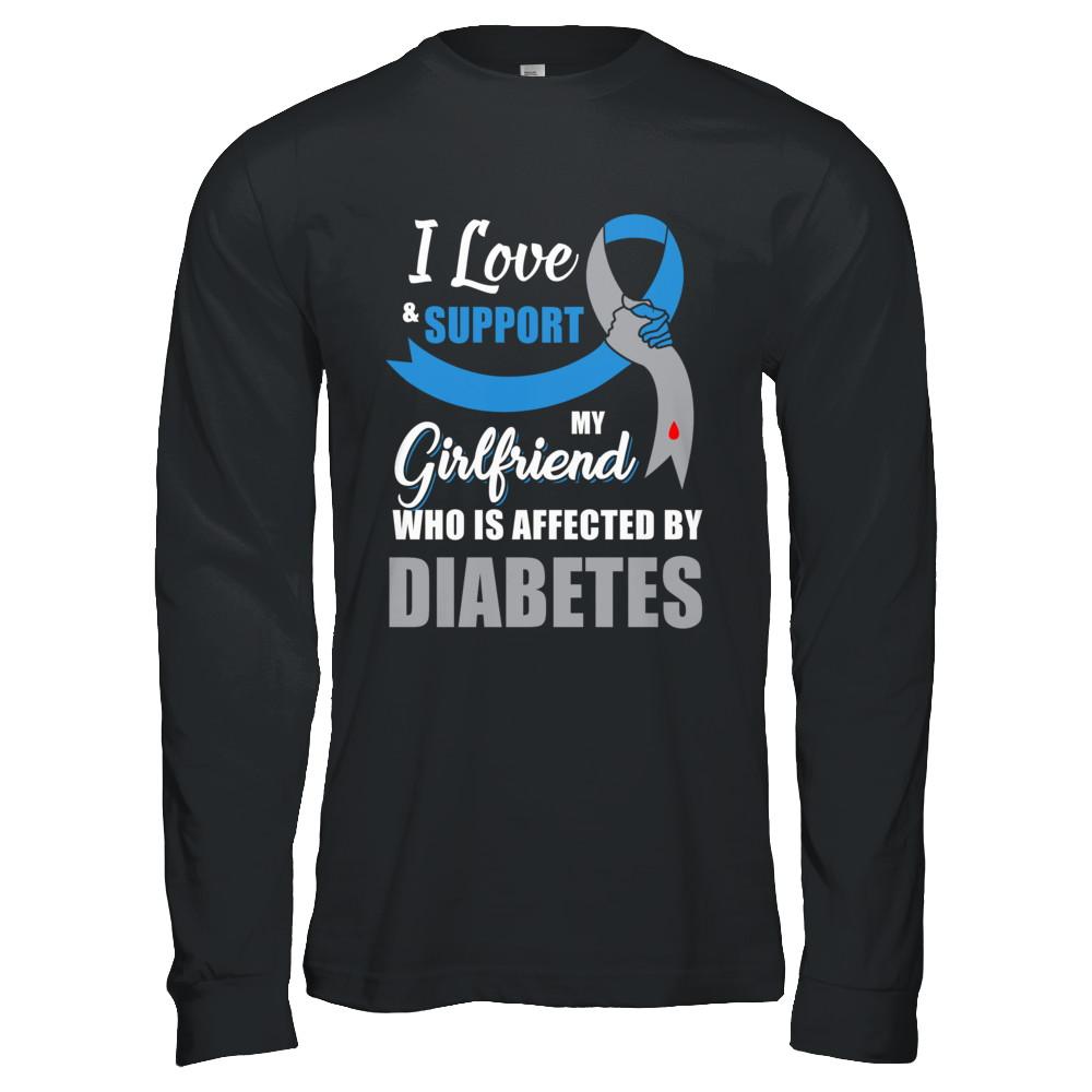 Diabetes Awareness Support Blue Grey Girlfriend Boyfriend-T-Shirt & Hoodie-Long Sleeve T-Shirt-Black