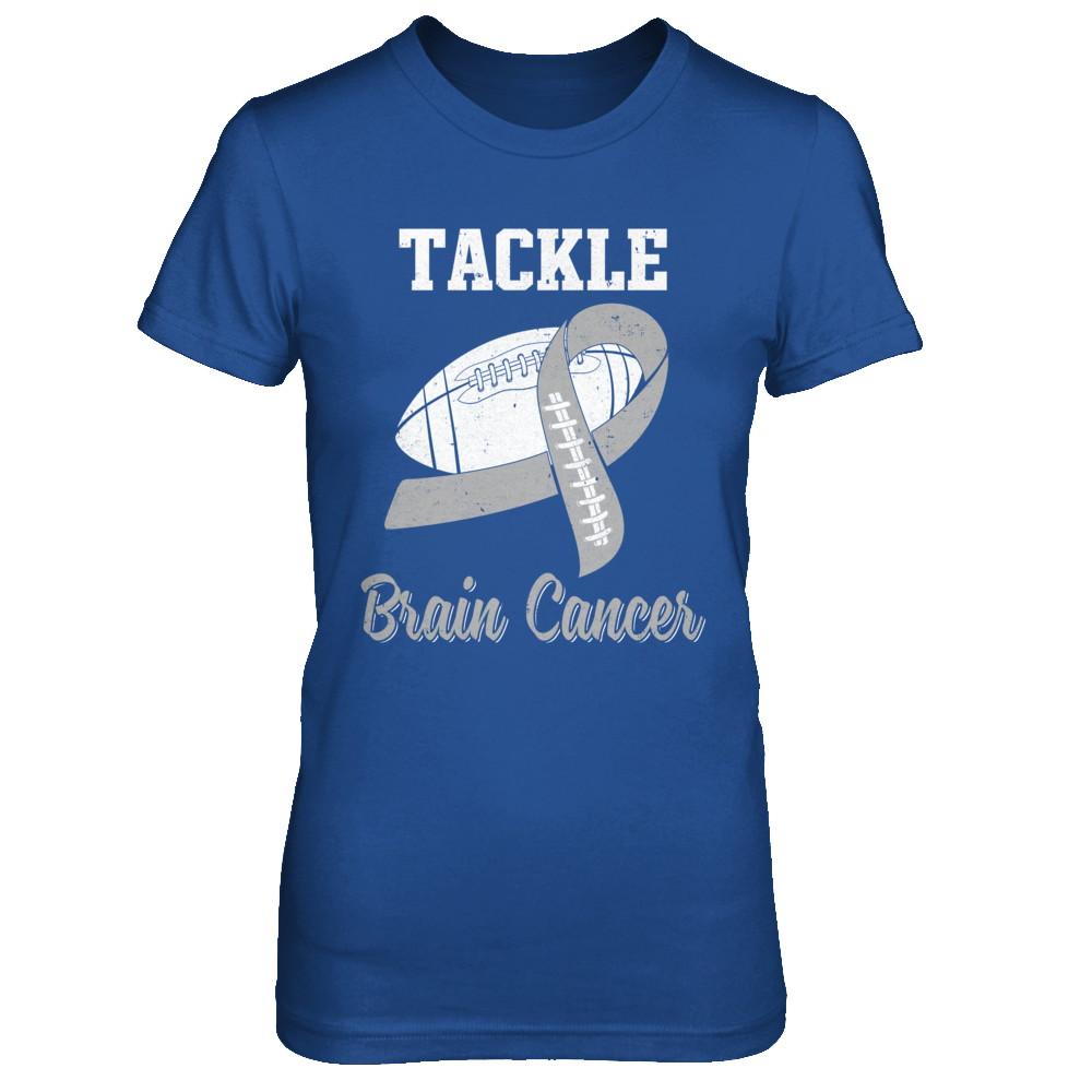 Football Survivor Tackle Gray Brain Cancer Awareness-T-Shirt & Hoodie-Women's T-Shirt-Royal