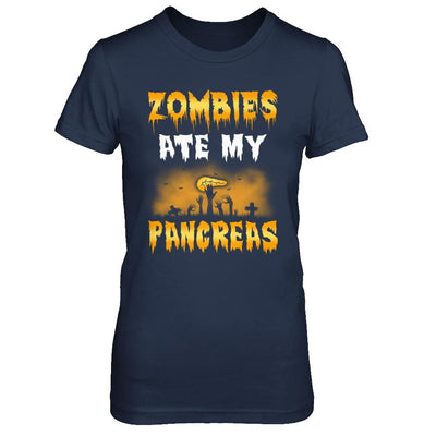 Zombies Ate My Pancreas Halloween Costume-T-Shirt & Hoodie-Women's T-Shirt-Navy
