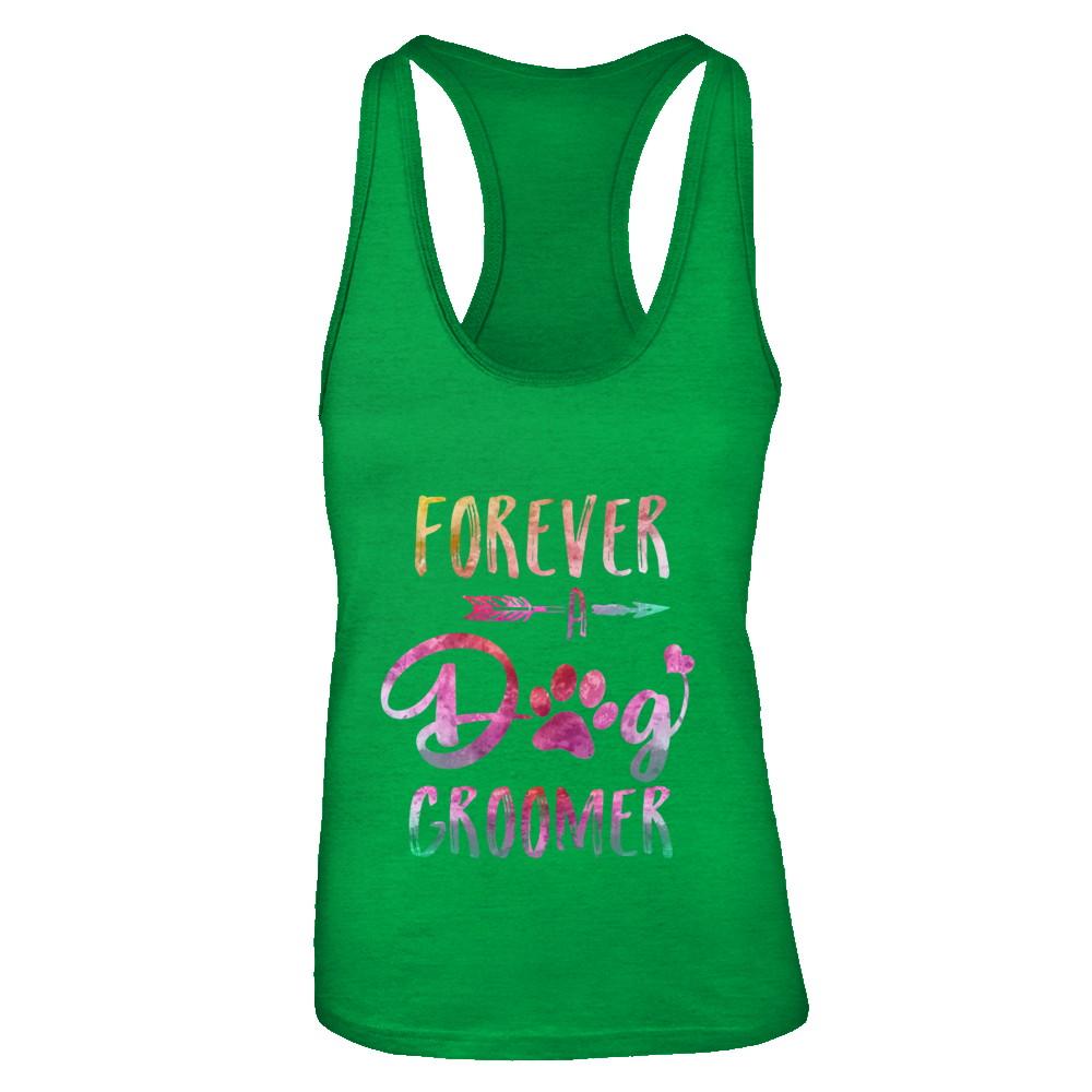 Dog Paw Hairstylist Forever A Dog Groomer For Women-T-Shirt & Tank Top-Women's Ideal Racerback Tank-Kelly Green