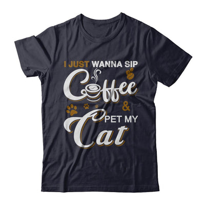 I Just Wanna Sip Coffee And Pet My Cat-T-Shirt & Hoodie-Premium T-Shirt-Midnight Navy