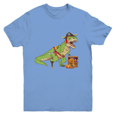 Dinosaurs T-Rex Pirate Halloween Saurus For Kids Youth-Youth Shirt-Youth T-Shirt-Carolina Blue