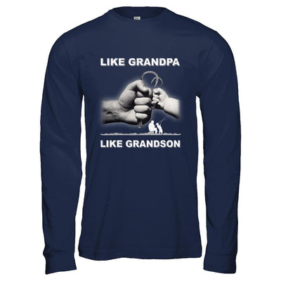 Like Grandpa Like Grandson Fishing Fish Fathers Day-T-Shirt & Hoodie-Long Sleeve T-Shirt-Navy