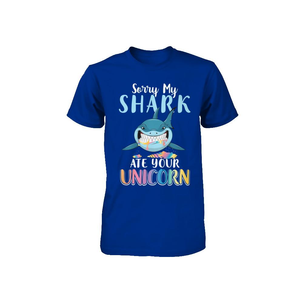 Sorry My Shark Ate Your Unicorn Funny Shark Youth-Youth Shirt-
