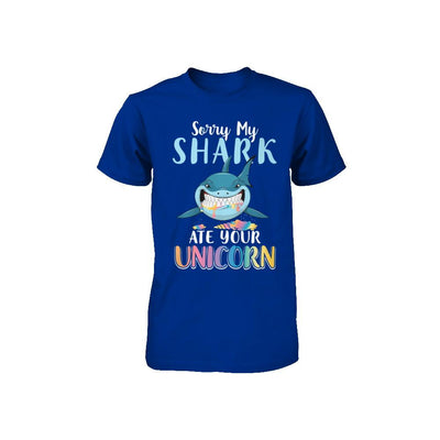 Sorry My Shark Ate Your Unicorn Funny Shark Youth-Youth Shirt-