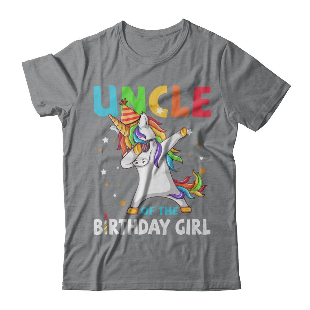 UNCLE Of The Birthday Girl Dabbing Unicorn Party-T-Shirt & Hoodie-Classic T-Shirt-Sport Grey