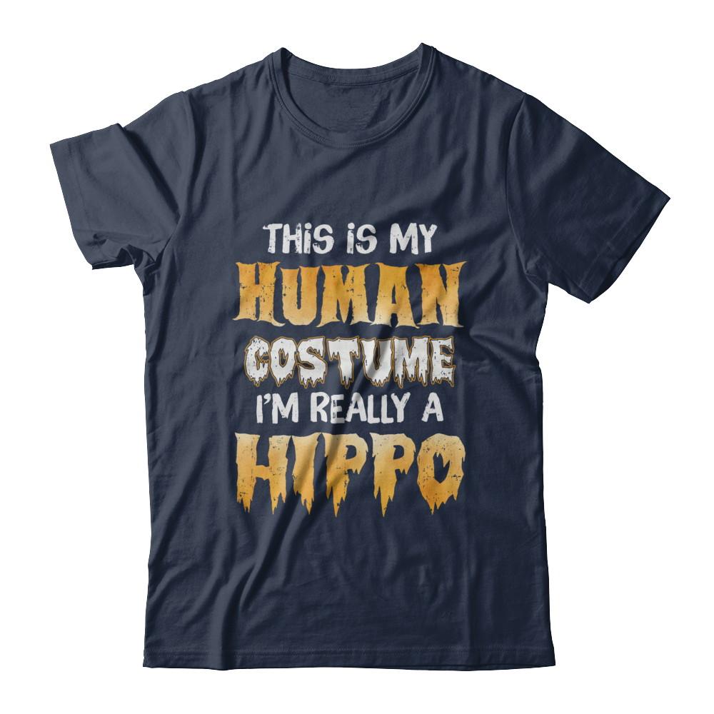 This Is My Human Costume Hippo Halloween-T-Shirt & Hoodie-Classic T-Shirt-Navy
