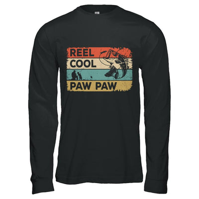 Vintage Reel Cool Paw Paw Fish Fishing Fathers Day-T-Shirt & Hoodie-Long Sleeve T-Shirt-Black