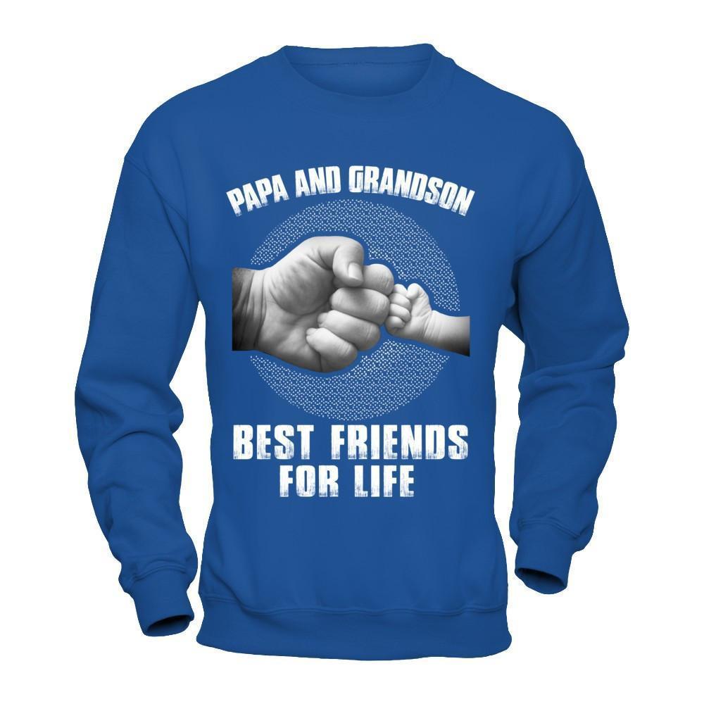 Papa And Grandsons Best Friends For Life-T-Shirt & Hoodie-Crewneck Sweatshirt-Royal