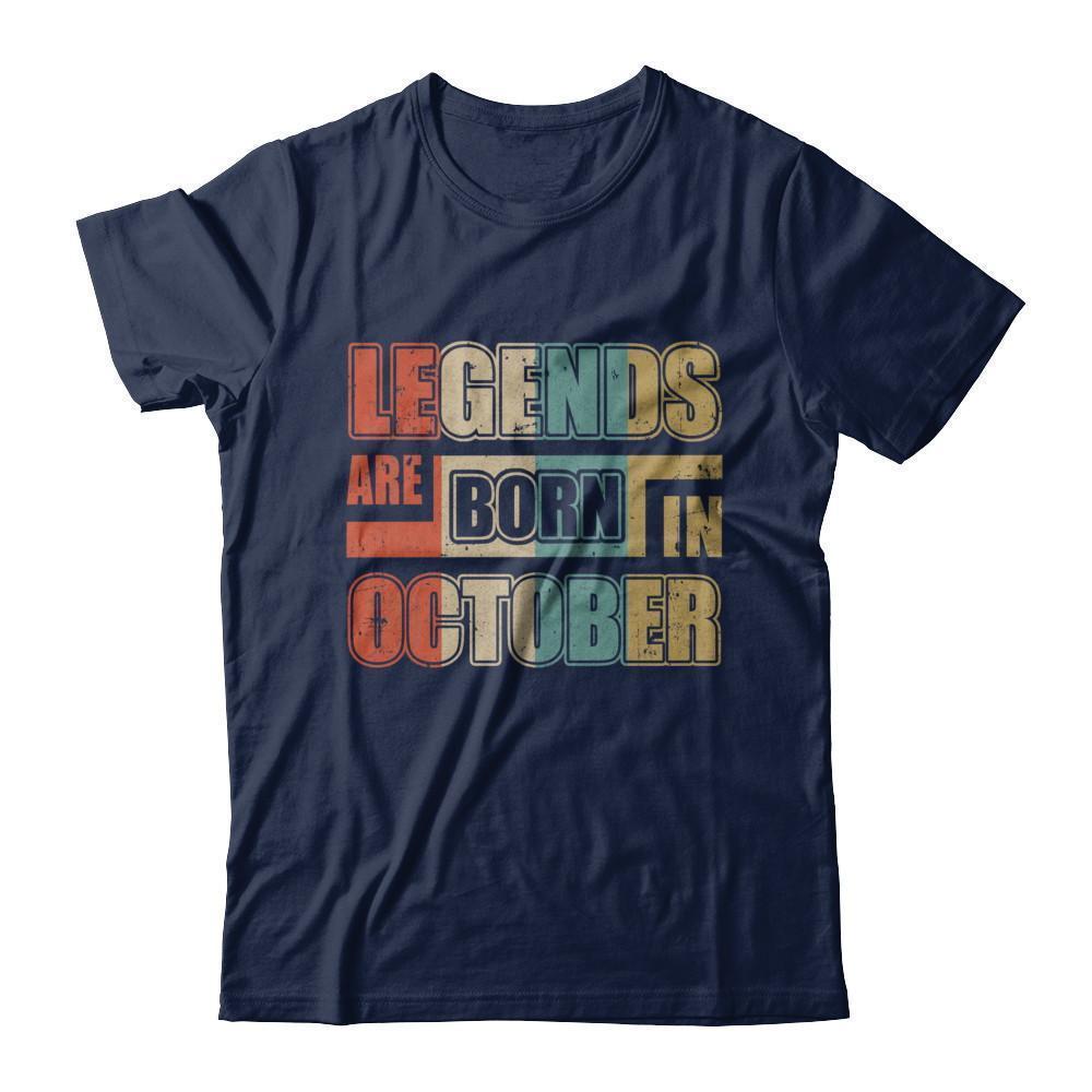 Classic Vintage Legends Are Born In October Birthday-T-Shirt & Hoodie-Classic T-Shirt-Navy