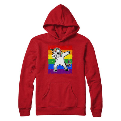 Dabbing Unicorn Lgbt Gay Pride Flag-T-Shirt & Hoodie-Pullover Hoodie-Red