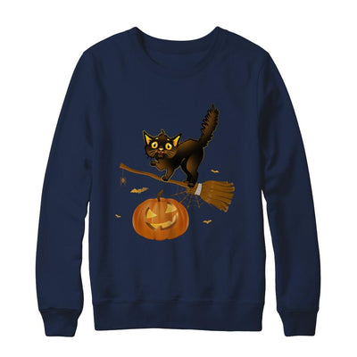 Happy Halloween Cat Pumpkin Gift-T-Shirt & Sweatshirt-Crewneck Sweatshirt-Navy