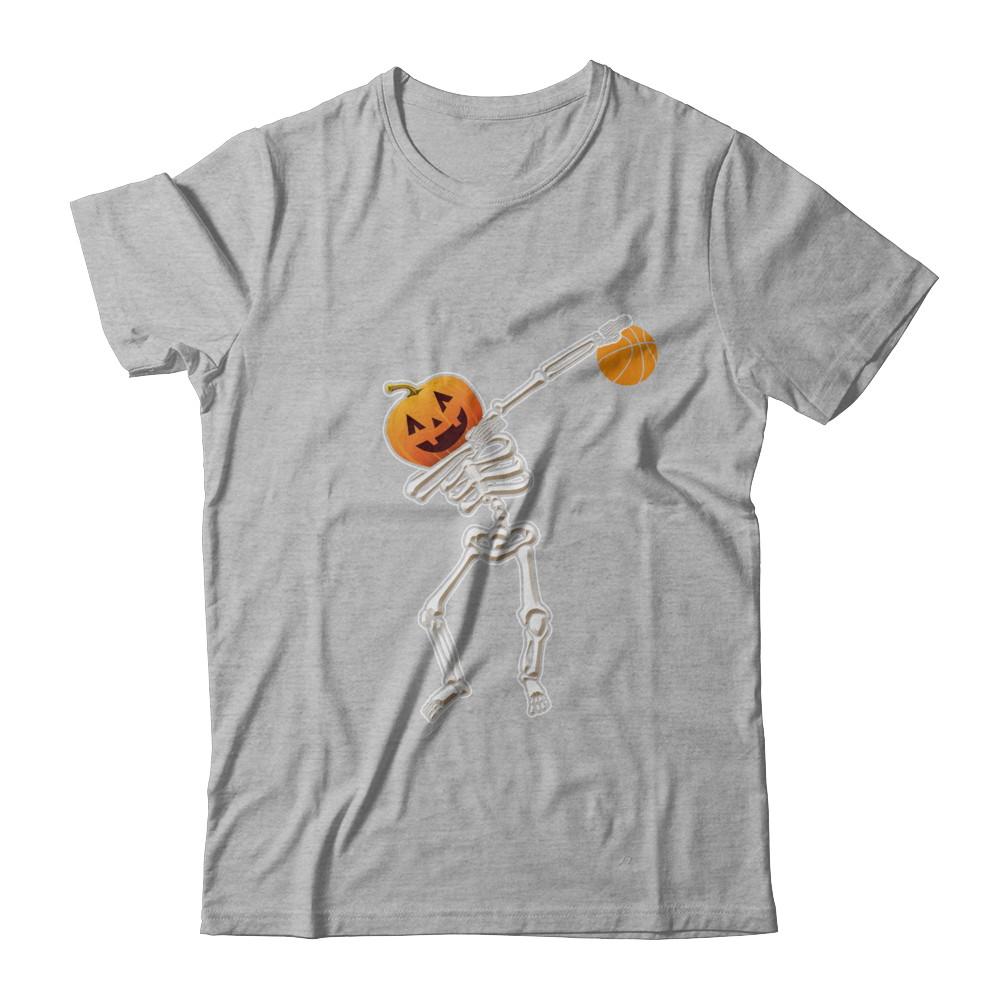 Halloween Dabbing Skeleton Basketball-T-Shirt & Hoodie-Premium T-Shirt-Heather Gray