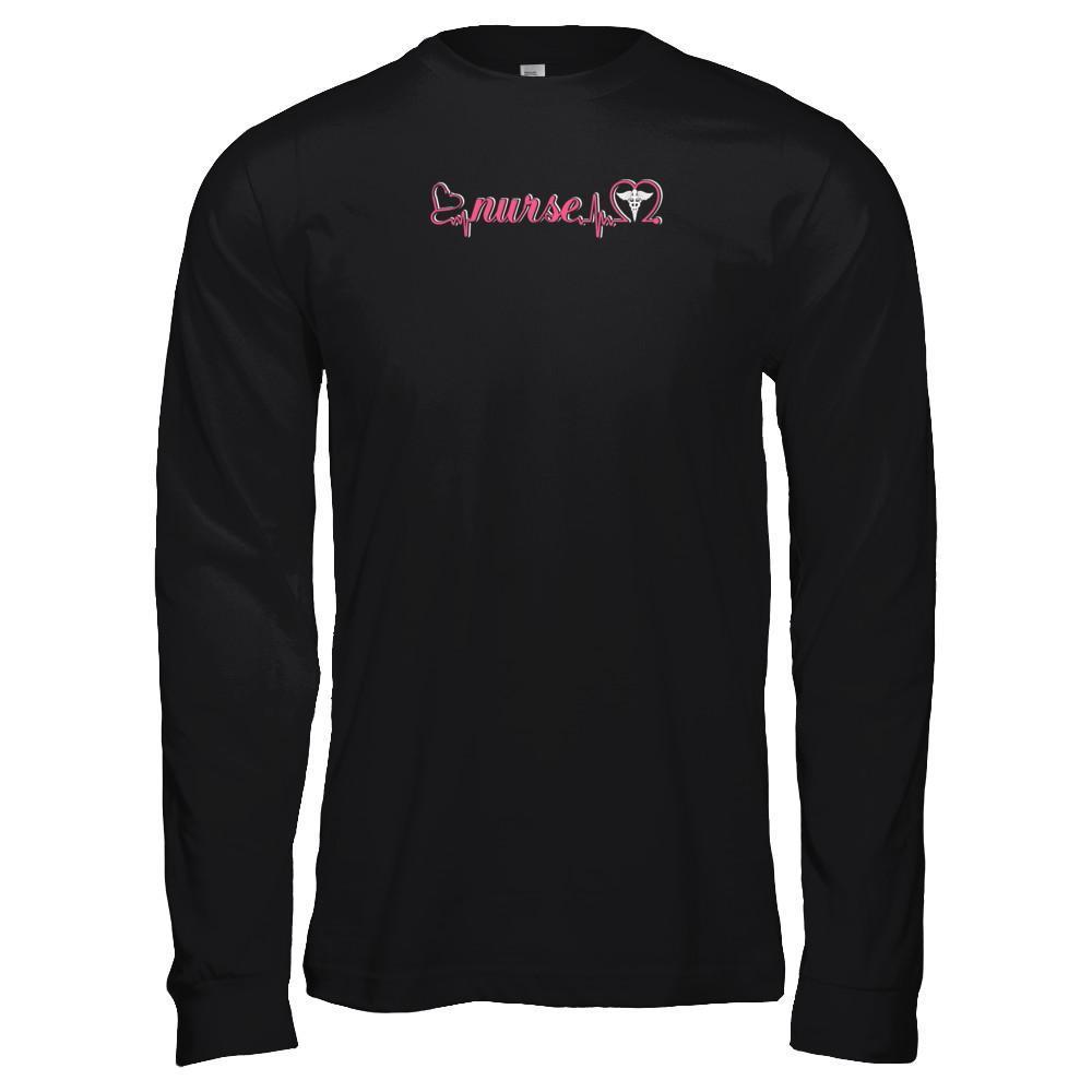 Nurse Heartbeat Nursing Passionate-T-Shirt & Tank Top-Bella Canvas - Unisex Jersey Long Sleeve Tee-Black