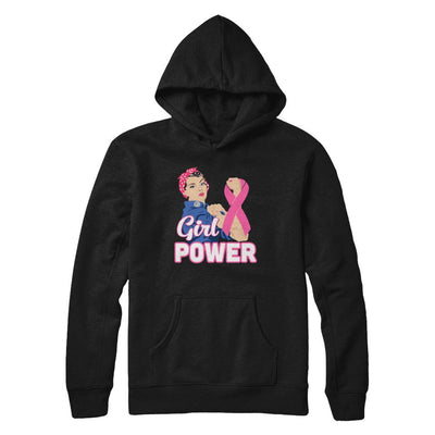 Girl Power Breast Cancer Awareness Month-T-Shirt & Hoodie-Pullover Hoodie-Black