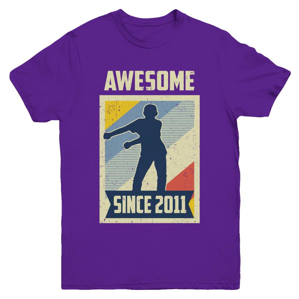 Vintage Floss 10th 2011 Birthday Gift for 10 Years Old Youth-Youth Shirt-Youth T-Shirt-Purple