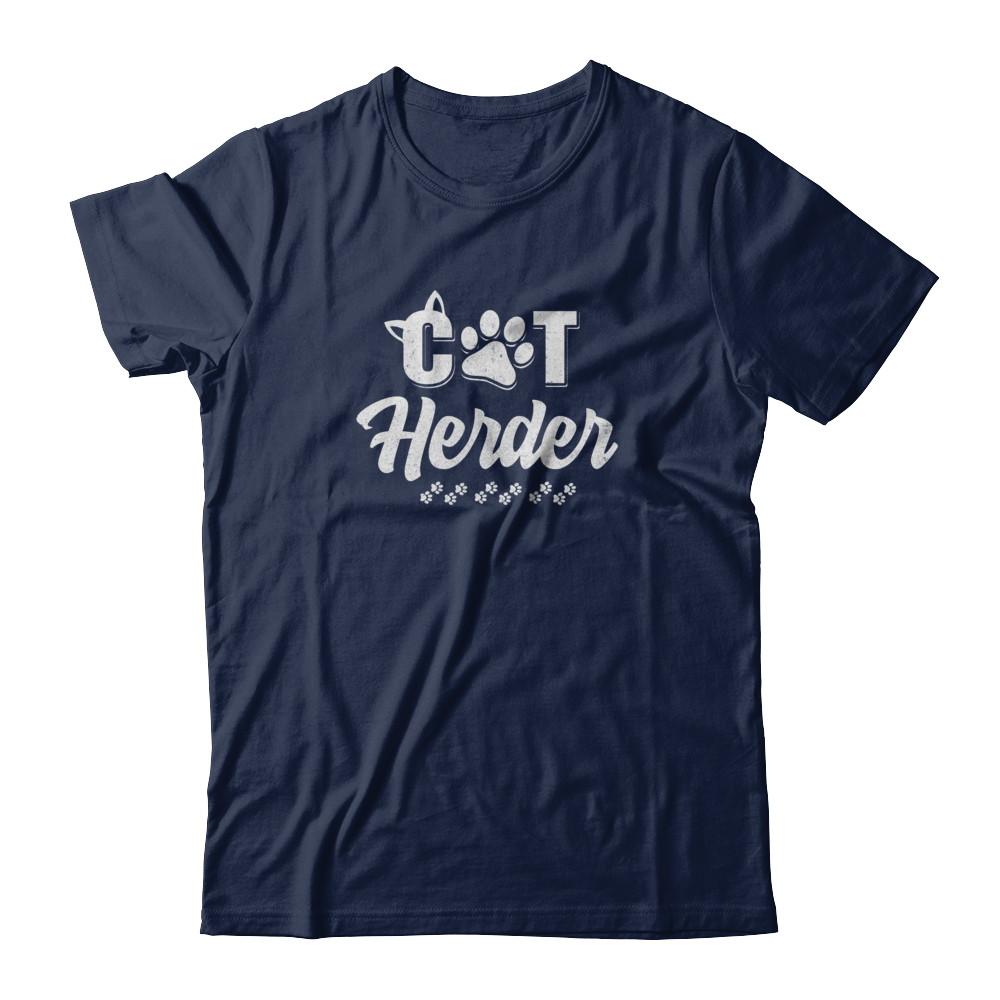 Cat Herder Funny Herding Cats Gift-T-Shirt & Tank Top-Classic T-Shirt-Navy