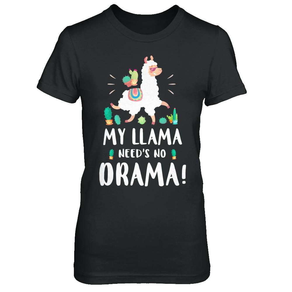 Funny Lama Cactus Llama Need's No Drama-T-Shirt & Hoodie-Women's T-Shirt-Black