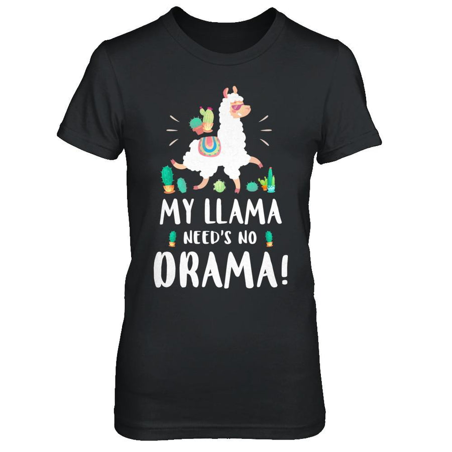 Funny Lama Cactus Llama Need's No Drama-T-Shirt & Hoodie-Women's T-Shirt-Black