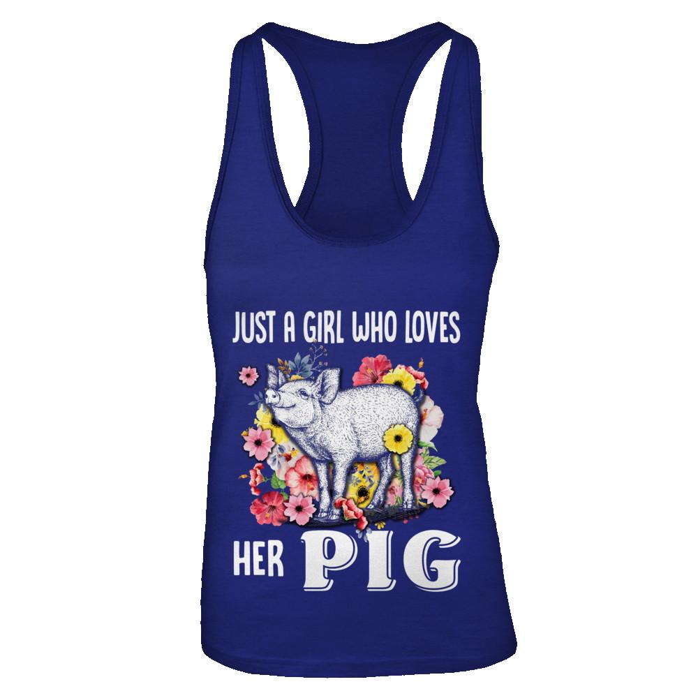 Just A Girl Who Loves Her Pig-T-Shirt & Tank Top-Women's Ideal Racerback Tank-Royal