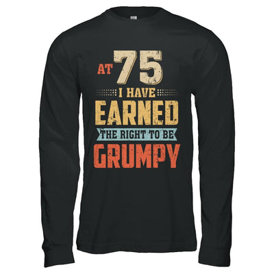 Vintage The Right To Be Grumpy 75th 1946 Birthday Gift-T-Shirt & Hoodie-Long Sleeve T-Shirt-Black