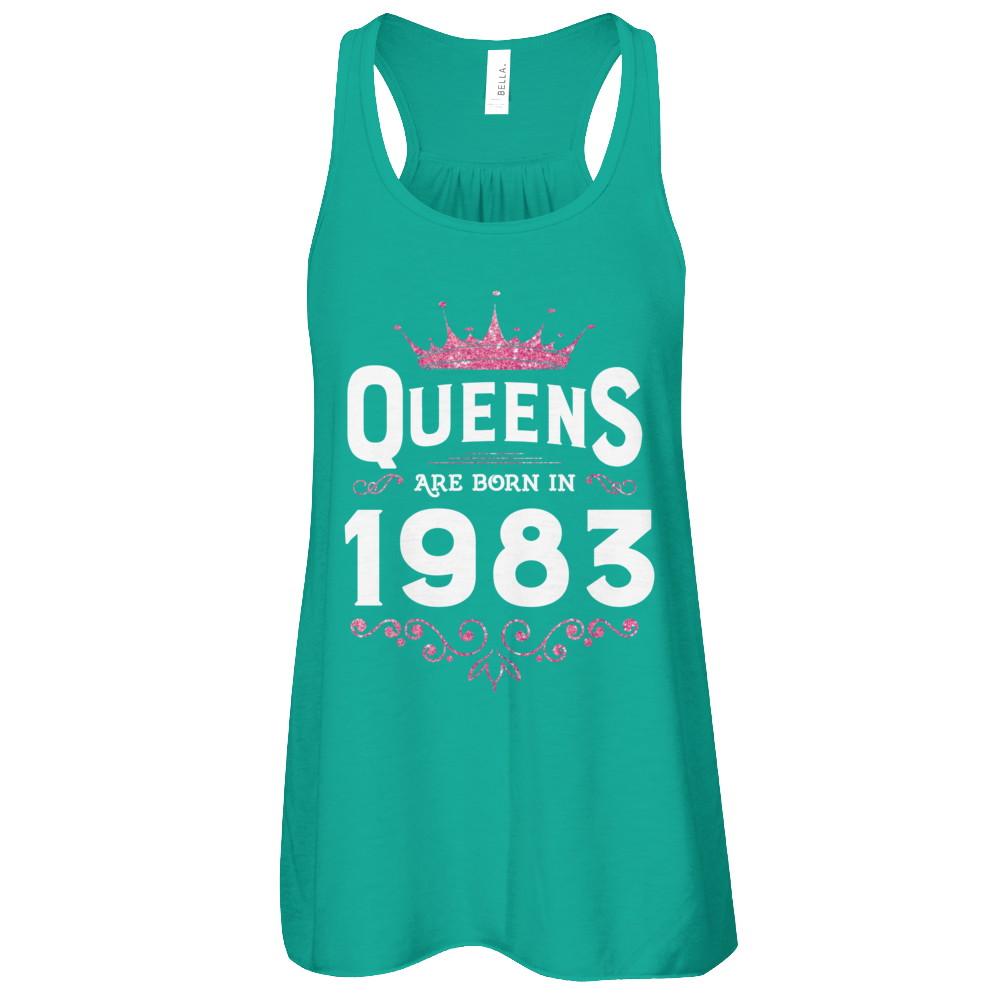 Queens Are Born In 1983 Birthday Gift-T-Shirt & Tank Top-Women's Flowy Racerback Tank-Kelly
