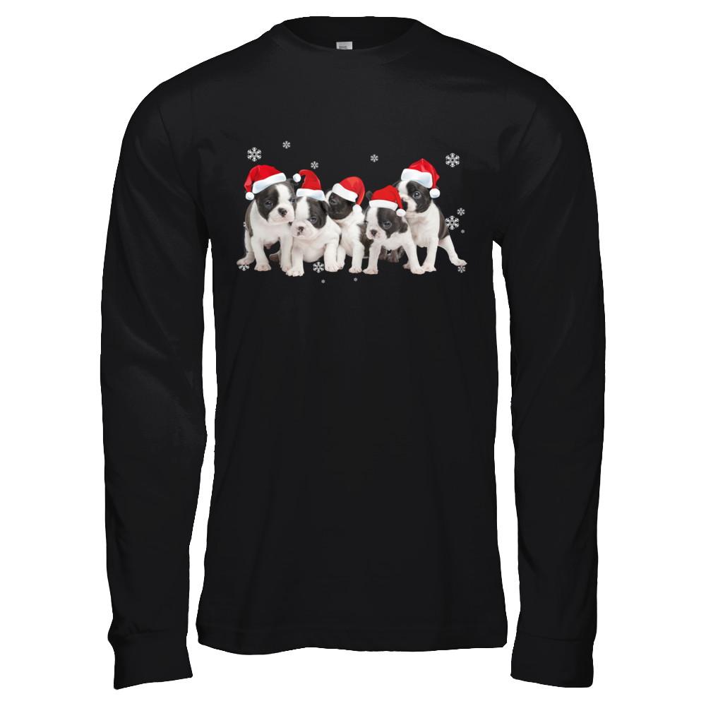 Funny Pit bull Puppies Christmas Dog Gift-T-Shirt & Hoodie-Long Sleeve T-Shirt-Black
