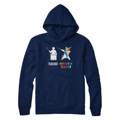 Dabbing Unicorn Kindergarten Teacher Funny Gifts Dab-T-Shirt & Hoodie-Pullover Hoodie-Navy