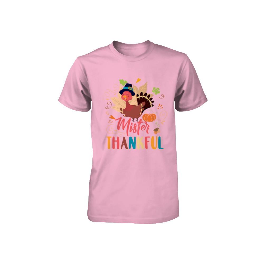 Cute Mister Thankful Turkey Thanksgiving Youth-Youth Shirt-Toddler T-Shirt-Pink