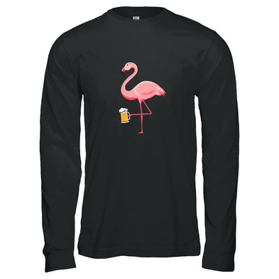 Beer Lover's Pink Flamingo Fun Party Beer-T-Shirt & Tank Top-Long Sleeve T-Shirt-Black