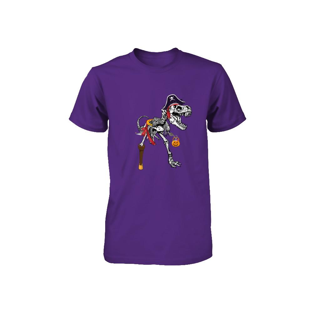 Dinosaurs T-Rex Skeleton Pirate Halloween Saurus For Kids Youth-Youth Shirt-