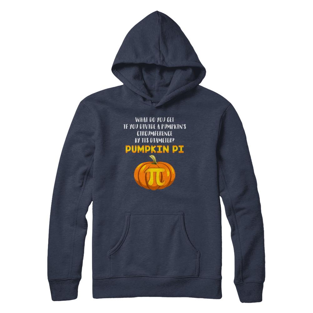 Math Teacher Funny Halloween Pumpkin Pi-T-Shirt & Hoodie-Pullover Hoodie-Navy
