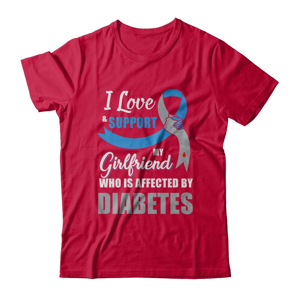 Diabetes Awareness Support Blue Grey Girlfriend Boyfriend-T-Shirt & Hoodie-Classic T-Shirt-Red