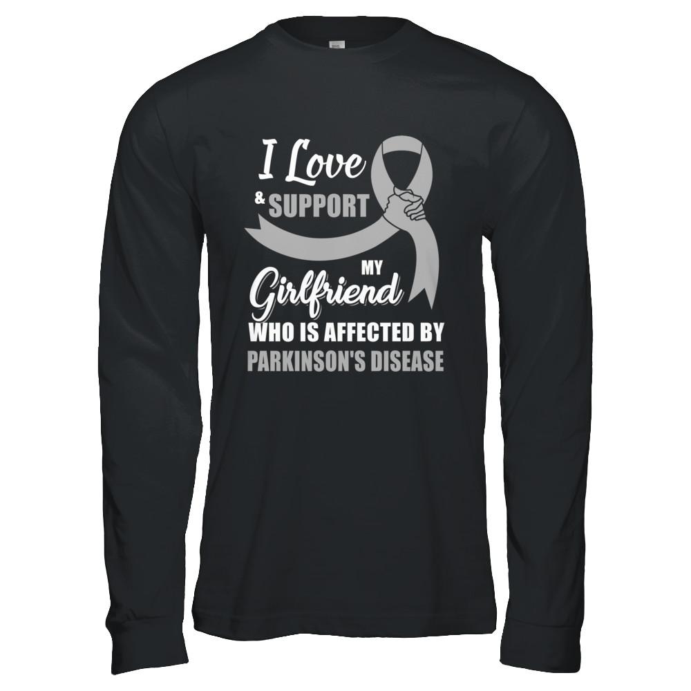 Parkinson's Disease Awareness Support Grey Girlfriend Boyfriend-T-Shirt & Hoodie-Long Sleeve T-Shirt-Black