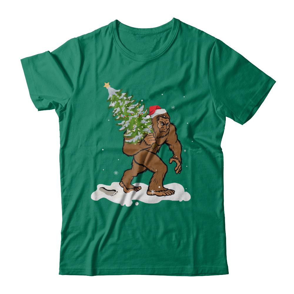 Bigfoot Christmas Tree Boys Men Sasquatch Santa Gift-T-Shirt & Sweatshirt-Classic T-Shirt-Kelly Green