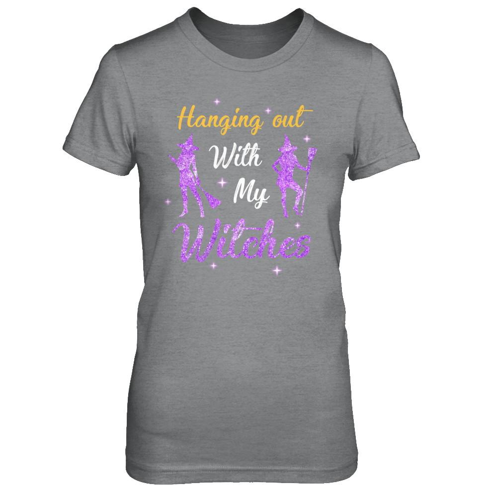 Hanging Out With My Witches Funny Halloween Witch-T-Shirt & Hoodie-Women's T-Shirt-Sport Grey